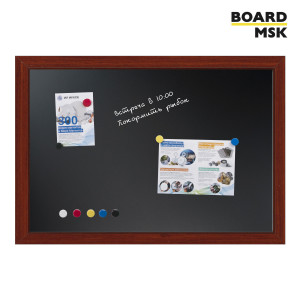 Магнитно-меловая доска с черной поверхностью, в рамке, цвета "Красный"