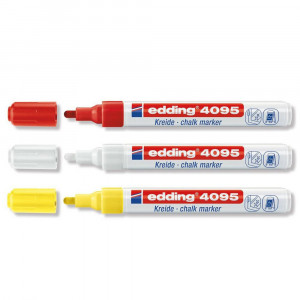 Набор меловых маркеров Edding 4090, цвета "Красный", "Белый", "Жёлтый" 