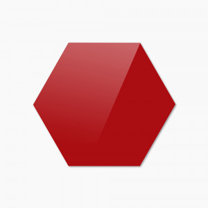 Стеклянная магнитная доска шестиугольная, цвета "Красный", классическая