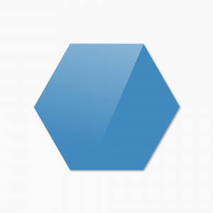 Стеклянная магнитная доска шестиугольная, цвета "Синий", классическая