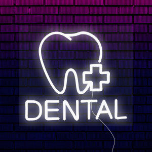 Неоновая вывеска для стоматологии "Dental+"