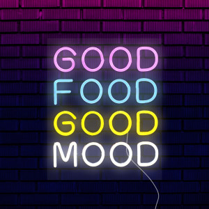 Неоновая вывеска для дома "Good Food Good Mood"