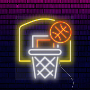 Неоновая вывеска для дома "Баскетбол №3" комбинированного цвета