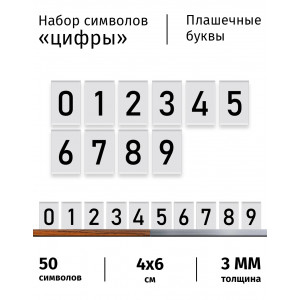 Символы для наборного меню "Цифры 0-9" на белом фоне, 50 шт.