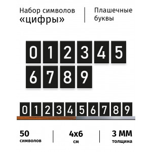 Символы для наборного меню "Цифры 0-9" на черном фоне, 50 шт.