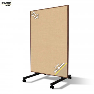 Вертикальная перегородка мобильная тканевая цвета "Орех" + ткань, на колесиках