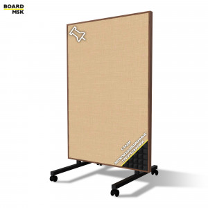 Вертикальная перегородка мобильная тканевая цвета "Орех" + звукоизоляционные треугольники, на колесиках