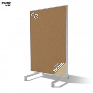 Вертикальная перегородка мобильная пробковая цвета "Белый" + ткань