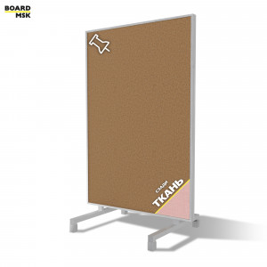 Вертикальная перегородка мобильная пробковая цвета "Белый" + розовая ткань