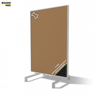 Вертикальная перегородка мобильная пробковая цвета "Белый" + звукоизоляционные треугольники