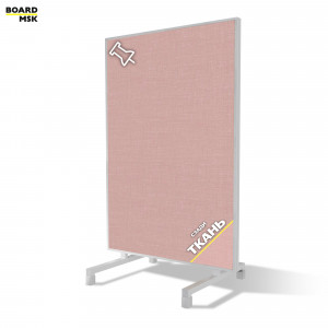 Вертикальная перегородка мобильная из розовой ткани металлическая цвета "Белый" + розовая ткань