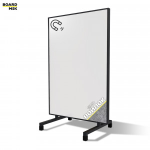 Вертикальная перегородка мобильная магнитно-маркерная, металлическая, цвета "Черный" + войлок