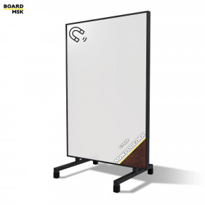 Вертикальная перегородка мобильная магнитно-маркерная, металлическая, цвета "Черный" + микровелюр