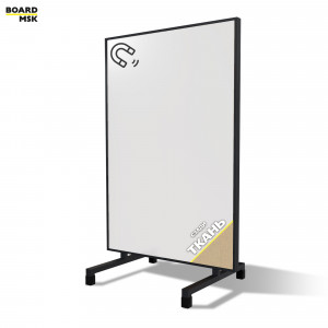 Вертикальная перегородка мобильная магнитно-маркерная, металлическая, цвета "Черный" + ткань