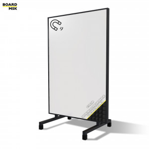 Вертикальная перегородка мобильная магнитно-маркерная, металлическая, цвета "Черный" + звукоизоляционные треугольники