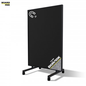 Вертикальная перегородка мобильная магнитно-меловая, металлическая, цвета "Черный" + войлок №2