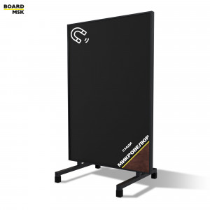 Вертикальная перегородка мобильная магнитно-меловая, металлическая, цвета "Черный" + микровелюр №2
