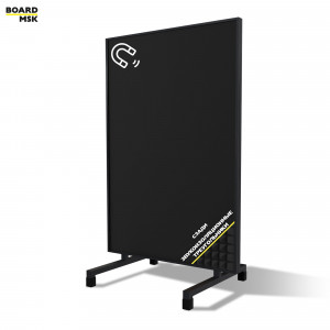 Вертикальная перегородка мобильная магнитно-меловая, металлическая, цвета "Черный" + звукоизоляционные треугольники №2