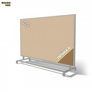 Горизонтальная металлическая перегородка мобильная из ткани цвета "Белый" + пробка