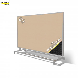 Горизонтальная металлическая перегородка мобильная из ткани цвета "Белый" + звукоизоляционные треугольники