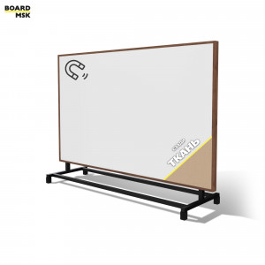 Горизонтальная перегородка мобильная магнитно-маркерная цвета "Орех" + ткань