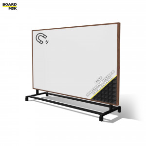 Горизонтальная перегородка мобильная магнитно-маркерная цвета "Орех" + звукоизоляционные треугольники