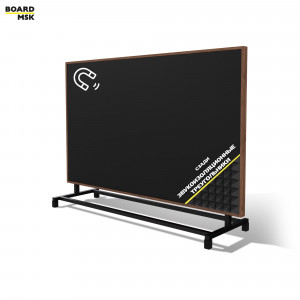 Горизонтальная перегородка мобильная магнитно-меловая цвета "Орех" + звукоизоляционные треугольники