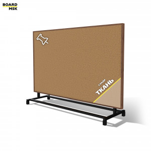 Горизонтальная металлическая перегородка мобильная пробковая цвета "Орех" + ткань