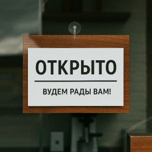 Табличка информационная "Открыто-Закрыто", на основании, цвета "Орех"