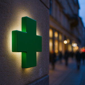 Световой короб из ПВХ с фоновой подсветкой “Аптечный крест” Световой короб из ПВХ с фоновой подсветкой “Аптечный крест”