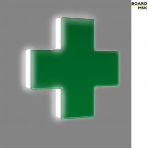 Световой короб из ПВХ с торцевой подсветкой из акрила “Аптечный крест” Световой короб из ПВХ с торцевой подсветкой из акрила “Аптечный крест”