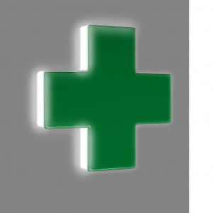 Световой короб из ПВХ с торцевой подсветкой из акрила “Аптечный крест” Световой короб из ПВХ с торцевой подсветкой из акрила “Аптечный крест”