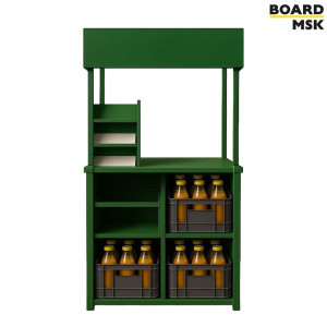 Промостойка с навесом с полками из ПВХ Промостойка с навесом с полками из ПВХ