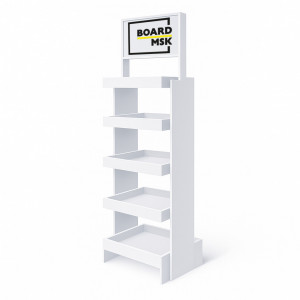 Буклетница деревянная с горизонтальными полками с отделением под логотип 