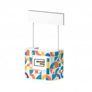 Промостойка из ПВХ со светящимся отделением под логотип с хедером