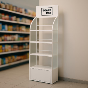 Буклетница деревянная с боковыми частями из металла и матового стекла