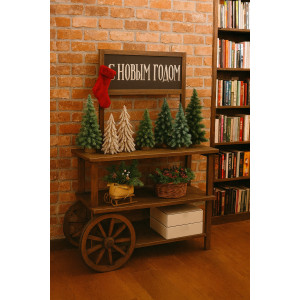 Промостойка из дерева "Телега" с 3 полками и меловой доской