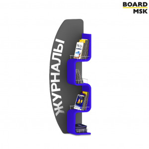 Промостойка выставочная фигурная для HоReCa под товары, с отделением под логотип