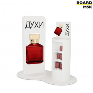 Промостойка-остров с рекламным панно из ЛДСП