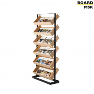Промостойка рекламная для товаров из дерева с 6 полками