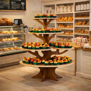 Промостойка интерьерная с полками из ЛДСП "Дерево"