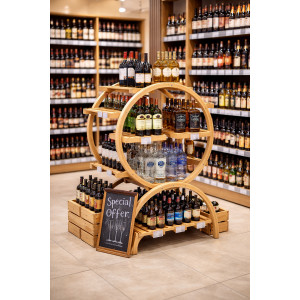 Промостойка деревянная "Колесо" с 8 полками