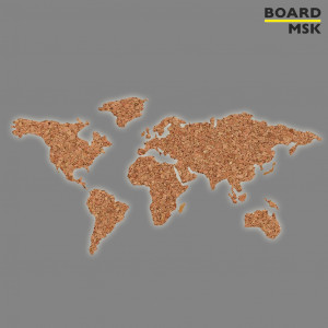 Фигурная пробковая доска "Карта Мира" с подсветкой 