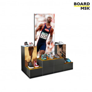 Торговый подиум трёхъярусный с рекламными полями под печать