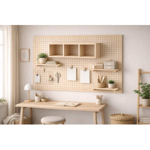 Полка для пегборда квадратная, цвета "Сосна" Полка для пегборда квадратная, цвета "Сосна"