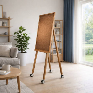 Флипчарт вертикальный пробковый односторонний на треноге на колесиках