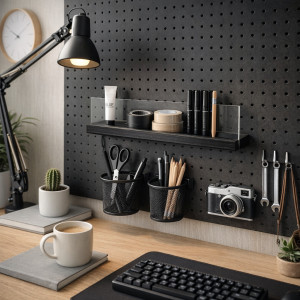 Полка для пегборда Board-Msk без боковых стенок с прозрачным бортиком 