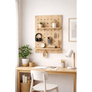 Пегборд Board-Msk классический, прямоугольный + 2 полки (10х25 см), цвета "Сосна" Пегборд Board-Msk классический, прямоугольный + 2 полки (10х25 см), цвета "Сосна"