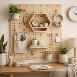 Полка для пегборда Board-msk деревянная "Соты" Полка для пегборда Board-msk деревянная "Соты"