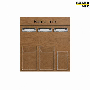  Панель для заметок Board-msk из фанеры с зажимами и карманами брендированная
